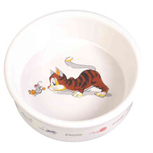 Trixie Ceramic Cat Bowl with Motif, 0.2 Litre, White