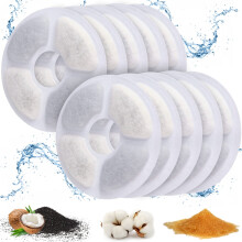 ADOV Cat Water Fountain Filters, 10-Pack Triple Action Round Fountain Filter for Replacement Cat Fountains with Ion Exchange Resin and Activated