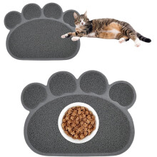 Feeding Pet Litter Mat PVC,Tianher Feeding Pet Litter Mat 45x60 cm Non-slip PVC Cat Paw Food Bowls Waterproof Washable Kitten Tray for Cats and Dogs