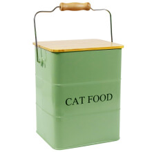 Ctomche Metal Vintage Pet Food Container for Cat Pet Food Container with Airtight Lid and Scoop, Food Organiser for Kitchen 5-6lbs-Green