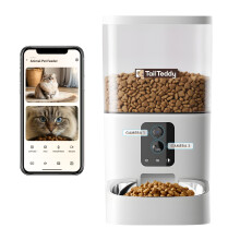 Automatic Cat Feeder with Dual Camera & AI Detection (6L), Smart Pet Feeder with WiFi App & Two-Way Audio, Timed Cat Feeder up to 6 Meals/Day,