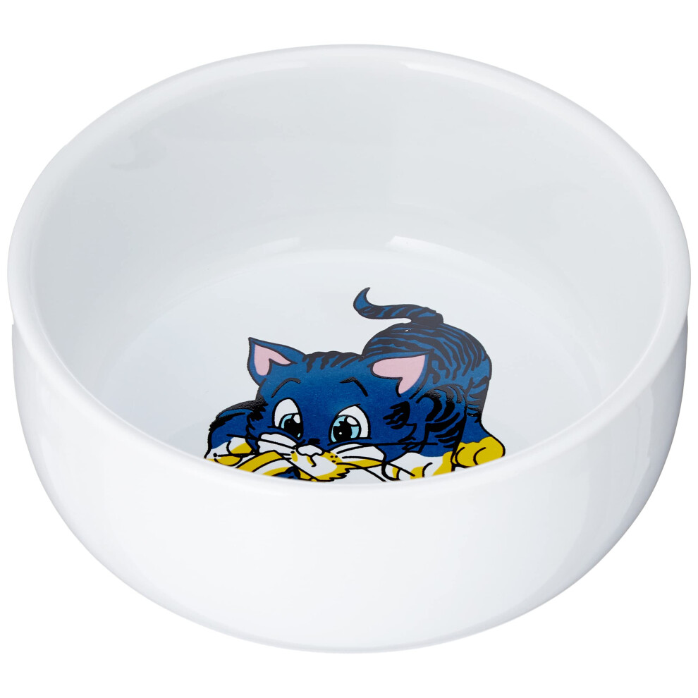 Trixie Ceramic Bowl With Cat Motif, 0.3 Litre, White