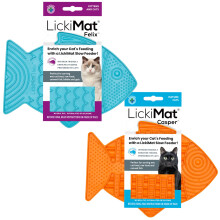 LickiMat Casper & Felix, Fish-Shaped Cat Slow Feeders Lick Mat, Boredom Anxiety Reducer; Perfect for Food, Treats and Anxiety Reduction. (Orange &