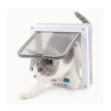 Medium Cat Door 19 * 20 * 5.5cm,4 Way Locking Cat Flap Door,Silent Dog Door Pet Flap Easy to Install,Suitable for Cats Kitties and Kittens ?