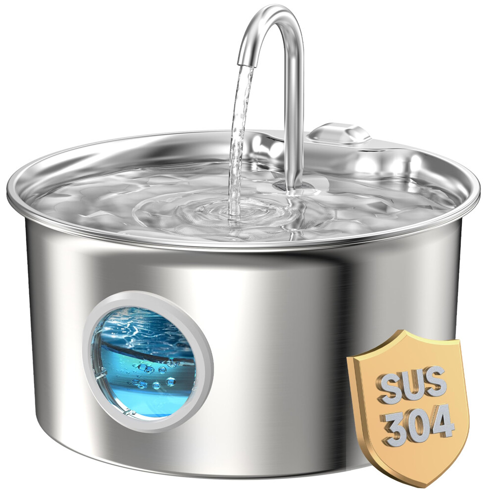 Atmziqxr Cat Water Fountain For Drinking: Stainless Steel Cat Fountain - 2.6L Water Fountains Cats Bowl Automatic - Silent Pet Water Fountain Indoor - Pet