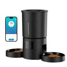 Automatic Cat Feeder with 2 Bowls: 5L Automatic Cat Feeder for 2 Cats with 2.4G WiFi & App Timer for Dry Food - AONBOY Dual Bowl Design for Mult Cats