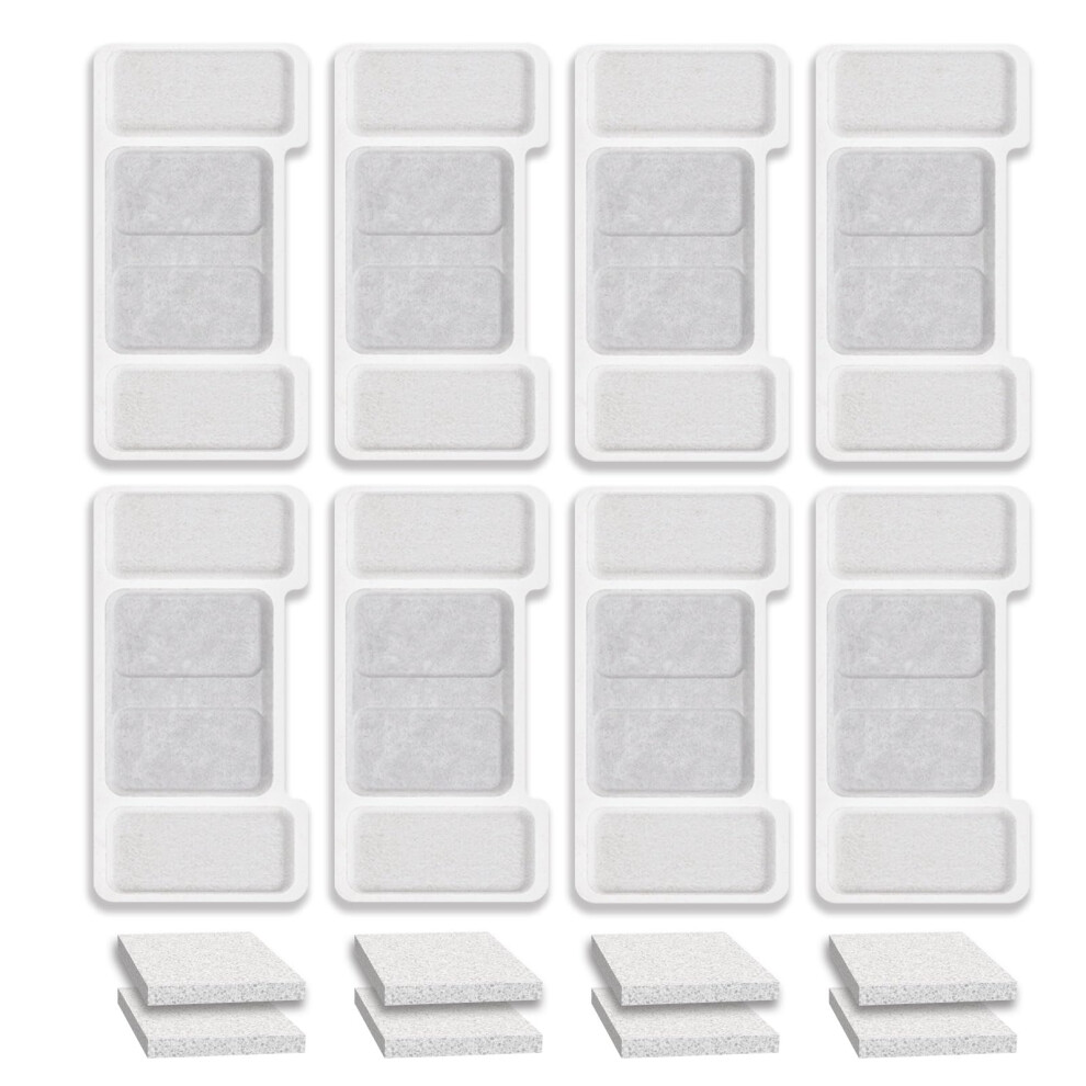 Tiixxe Cat Water Fountain Filters & Sponges (8 Filters & 8 Sponges)