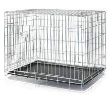 TRIXIE Dog Crate Home ? Size M?L: 93 ? 69 ? 62 cm ? Foldable Metal Dog Cage with 2 Doors, Secure Latches and Galvanised Frame ? Includes Base Tray ?