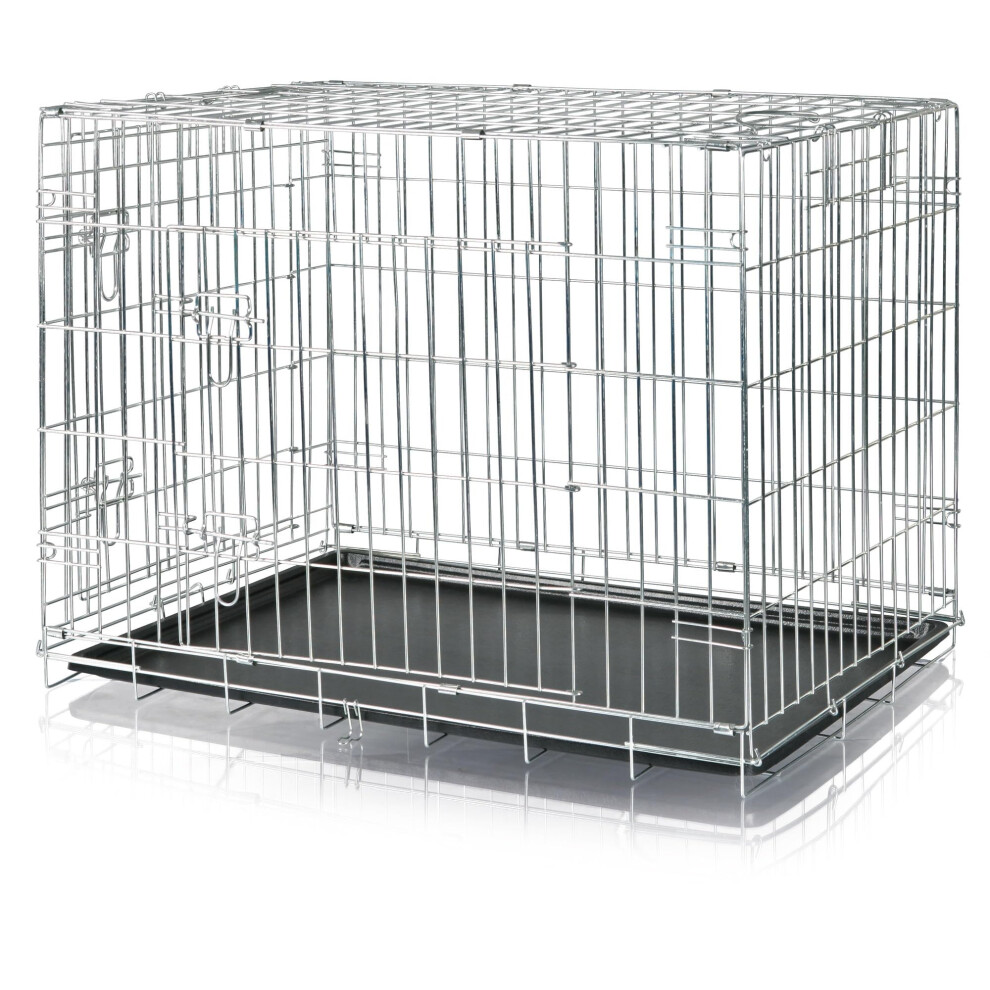 Trixie Dog Crate Home ? Size M?L: 93 ? 69 ? 62 Cm ? Foldable Metal Dog Cage With 2 Doors, Secure Latches And Galvanised Frame ? Includes Base Tray ?