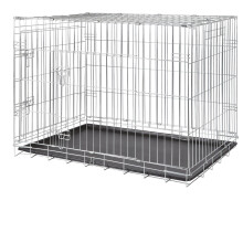TRIXIE Dog Crate Home ? Size L: 109 ? 79 ? 71 cm ? Foldable Metal Dog Cage with 2 Doors, Secure Latches and Galvanised Frame ? Includes Base Tray ?