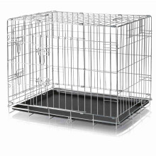 TRIXIE Dog Crate Home ? Size M: 78 ? 62 ? 55 cm ? Foldable Metal Dog Cage with 2 Doors, Secure Latches and Galvanised Frame ? Includes Base Tray ? For