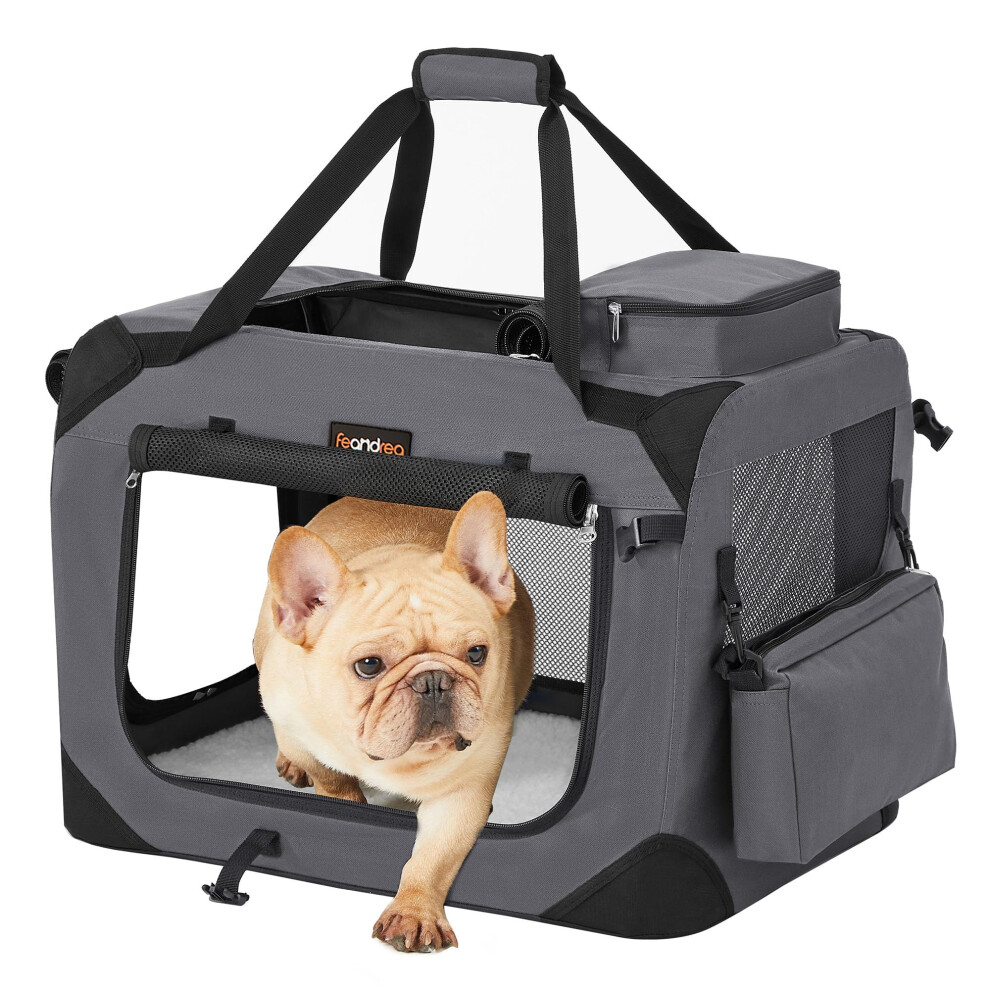 Feandrea Foldable Pet Carrier Bag, Portable Dog Travel Crate, Soft Sided Dog Cat Pet Travel Carrier Large Dog Crate For Car With Breathable Mesh And