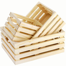 ZENFUN Set of 3 Nesting Wooden Crates, Rustic Various Size Decoration Boxes with Handles, Farmhouse Wooden Crates Storage Basket for Organizing,