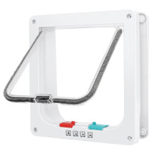 Cat Door, Safety Pet Door with 4 Way Lock, Weatherproof & Easy Installation Cat Flap Door for Interior Exterior Door, Window, Wall(Medium, 15cm x