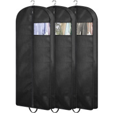 MISSLO 3 Black 54 Inch Dress Cover Bags, Long Garment Suit Carriers for Men Women, Travel Hanging Clothes Bags Storage with Handles for Coat, Jackets