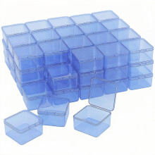 LJY 60 Pieces Square Mini Plastic Storage Containers Box Case with Lids for Small Items and Other Craft Projects (Blue, 65 x 65 x 35 mm)
