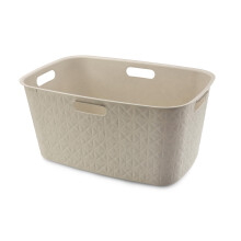 Curver Softex 45L Laundry Basket ? Soft-Touch Texture, Lightweight, 4 Comfort Grips, Made with 70% Recycled Plastic, Chalk White