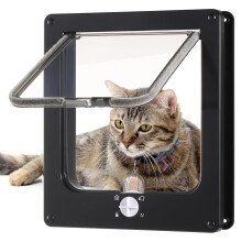 Roxanex Cat Door Large 19.5cm x 18cm Flap Easy to Fit, 4 Way Locking with Magnet Safety Pet Door, Weatherproof Cat Flap for Interior Exterior Wood
