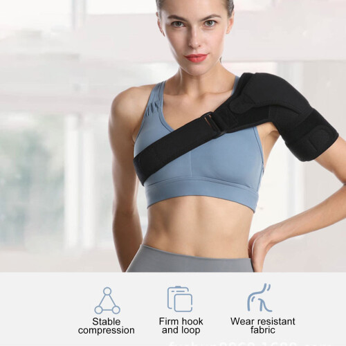 Black Adjustable Shoulder Brace for AC Joint Soreness Relief, One Size 2