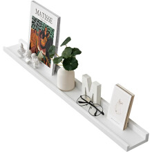 Gieanoo Floating Shelf White, White Oak Wood Picture Ledge Wall mounted Display Rack Decorative Radiator Shelf Easy to Install for Bedroom, Kitchen 70