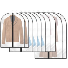 12 x clothes covers, dust proof, transparent hanging clothes covers with zip, protection for shirts, suits, coats, dresses, etc. (60 x 80, 60 x 100,
