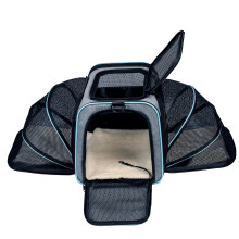 Cat Dog Carrier - Airline Approved Expandable Soft-Sided Pet Carrier with Removable Fleece Pad and Pockets, for Cats/Puppy and Small Animals Large