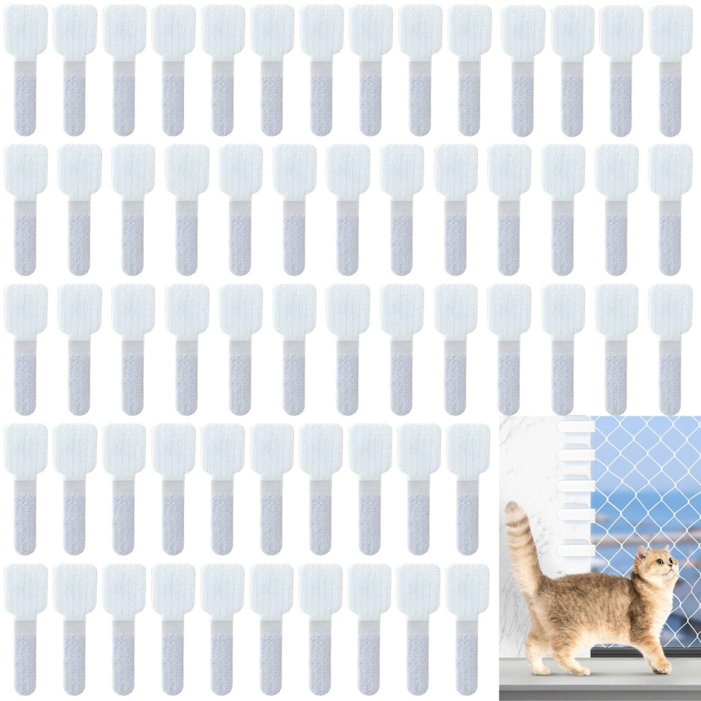 60 Pcs Sticky Hook Cat Window Guard, Window Mesh For Cats, Cat Balcony Nets, For Balcony Hook Fixed For Balcony Net For Balcony No Need To Chausa
