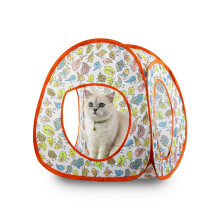 Andiker Cat Pop Up Tent, 3 Holes Safe and Strong Cute Cat Tunnel Collapsible Easy to Carry Cat House for Indoor Cats Kittens Hiding Playing Training