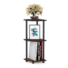 Furinno TURN-N-TUBE Corner Shelf, 3-Tier Corner Bookshelf, Display Storage Shelves with Open Shelves, for Organization and Storage, Living Room, Home