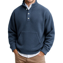 Sweat-shirt en velours côtelé pour homme, manches longues, couleur unie, décontracté