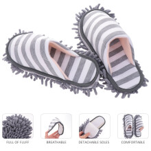 FRCOLOR Chenille Slipper Grey Microfiber Floor Clean Slippers for Household Cleaning Easy to Wash Size 1 Pair
