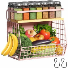 Estante magnético para nevera con tapa de madera: contenedor para frutas, patatas y cebollas, organizador de despensa, especiero para