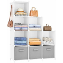 9-Cube Portable Closet Organizer Shelves for Clothes, Bedroom, Kids Room, Bathroom, Wardrobe – White