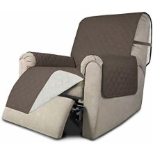 Sofabezug für Relaxsessel – Wendbar, wasserabweisend, elastische Bänder, haustier-/kinderfreundlich, Taupe/Elfenbein – Kompatibel mit