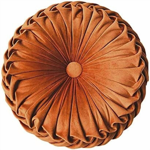 Rundes Samtkissen, orange, Heimdekoration