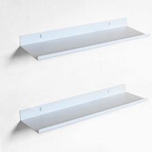 MILUKA Set 2 Floating Shelves White 35 cm | Metal Shelves for Wall | Floating Shelf for Bedroom Decor, Living Room Accessories, Bathroom Storage,