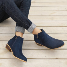 UTTOASFAY Damenstiefel im Ausverkauf, Damen-Ankle-Boots mit eckiger Spitze, niedrigem Absatz, lässiger Damen-Look, einfarbig, mit Reißverschluss