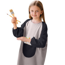 Kids Art Smock Long Sleeve Round Neck Light Gray 6-8 Years