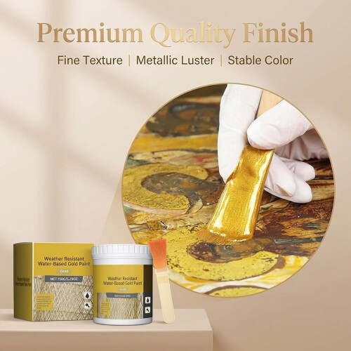 Μεταλλικό χρώμα Gold Leaf με βάση το νερό 150g - Ανθεκτικό στις καιρικές συνθήκες για 1