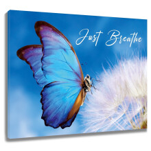 Blue Butterfly and Dandelion Canvas Wall Art