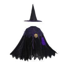 Tyttöjen noidan viitta halloween-asu viitta taikakeijuprinsessa pukeutumisleikkiasu juhliin jouluvalokuvausesitykseen violetti tyttöjen noitapuku