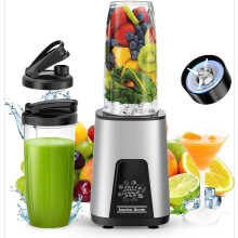 900W blender voor smoothies, persoonlijke blender voor shakes en smoothies met 2 BPA-vrije drinkbekers van 650 ml, kleine sapcentrifuge voor in de