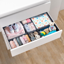 ORLISA Drawer Organisers, Drawer Dividers for Clothes, Set of 7, 3 Size Foldable Baby Drawer Organiser, Stay Organised, for Wardrobe or Chest of