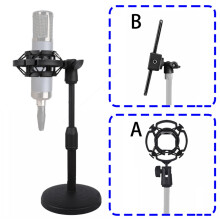 2-in-1 Mic Shock Mount with Adjustable Desk Stand & Phone Holder – Anti-Vibration, Heavy Metal Base, Compatible with XXX