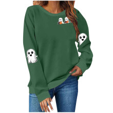 Sweat-shirt d'Halloween pour femmes, T-shirt fantôme, Pull d'Halloween à col rond, Hauts d'automne