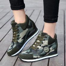 Damenschuhe für Outdoor, Canvas, Freizeitschuhe, Camouflage, Schnürschuhe mit dicker Sohle, Sneaker, Camouflage, Damenschuhe 41