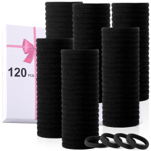 Lot de 120 élastiques noirs pour cheveux épais – Sans couture, sans abîmer les cheveux, élastiques en nylon en gros pour femmes
