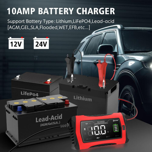 Φορτιστής μπαταρίας αυτοκινήτου 12V24V10Amp, έξυπνος φορτιστής μπαταρίας 2