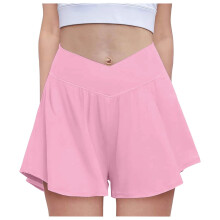 Shorts femininos YOUSNH com forro de elastano, 2 em 1, para corrida e atividades físicas, com bolsos. Saia-calça infantil rosa, ideal para o