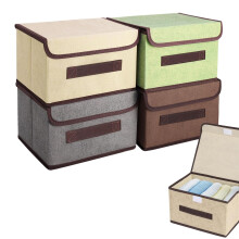 chiquieray Set of 4 Foldable Storage Box,Fabric Storage Boxes,Collapsible Storage Box with Lids, Fabric Wardrobe Organiser Basket with Handles for